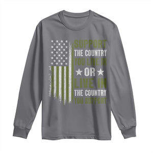 Social Justice Long Sleeve Shirt Support The Country You Live In American Flag TS10 Charcoal Print Your Wear