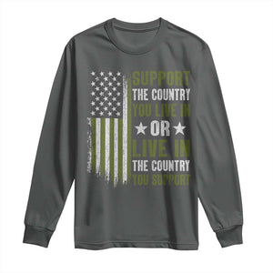 Social Justice Long Sleeve Shirt Support The Country You Live In American Flag TS10 Dark Heather Print Your Wear