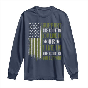 Social Justice Long Sleeve Shirt Support The Country You Live In American Flag TS10 Navy Print Your Wear