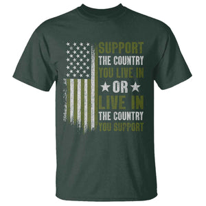 Social Justice T Shirt Support The Country You Live In American Flag TS10 Dark Forest Green Print Your Wear