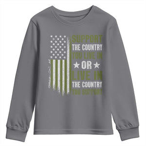 Social Justice Youth Sweatshirt Support The Country You Live In American Flag TS10 Charcoal Print Your Wear
