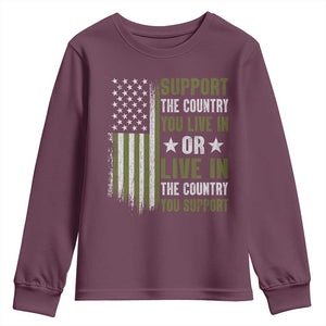 Social Justice Youth Sweatshirt Support The Country You Live In American Flag TS10 Maroon Print Your Wear