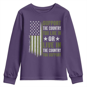 Social Justice Youth Sweatshirt Support The Country You Live In American Flag TS10 Purple Print Your Wear