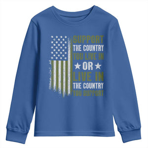 Social Justice Youth Sweatshirt Support The Country You Live In American Flag TS10 Royal Blue Print Your Wear
