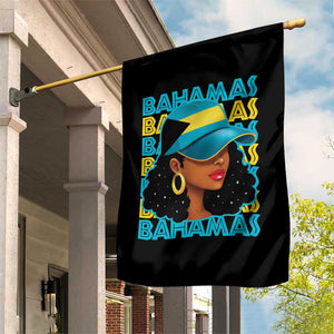 Bahamian Girl Garden Flag Melanin Afro Messy Bun Black Woman Bahamas Flag TS10 Print Your Wear