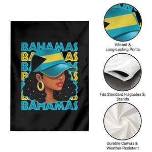 Bahamian Girl Garden Flag Melanin Afro Messy Bun Black Woman Bahamas Flag TS10 Print Your Wear