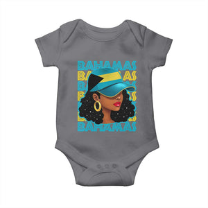Bahamian Girl Baby Onesie Melanin Afro Messy Bun Black Woman Bahamas Flag TS10 Charcoal Print Your Wear