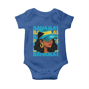 Bahamian Girl Baby Onesie Melanin Afro Messy Bun Black Woman Bahamas Flag TS10 Royal Blue Print Your Wear