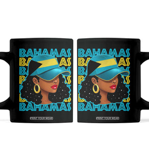 Bahamian Girl Coffee Mug Melanin Afro Messy Bun Black Woman Bahamas Flag TS10 Black Print Your Wear