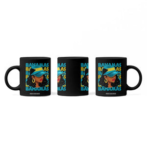 Bahamian Girl Coffee Mug Melanin Afro Messy Bun Black Woman Bahamas Flag TS10 Print Your Wear