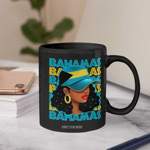 Bahamian Girl Coffee Mug Melanin Afro Messy Bun Black Woman Bahamas Flag TS10 Print Your Wear