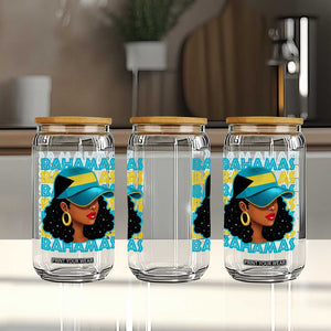 Bahamian Girl Glass Can Melanin Afro Messy Bun Black Woman Bahamas Flag TS10 Print Your Wear