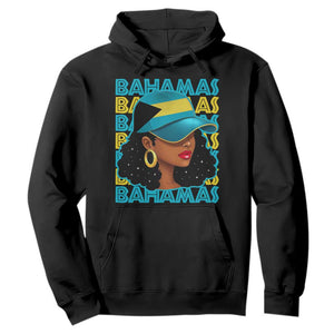 Bahamian Girl Hoodie Melanin Afro Messy Bun Black Woman Bahamas Flag TS10 Black Print Your Wear
