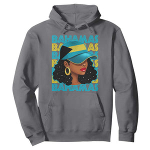 Bahamian Girl Hoodie Melanin Afro Messy Bun Black Woman Bahamas Flag TS10 Charcoal Print Your Wear