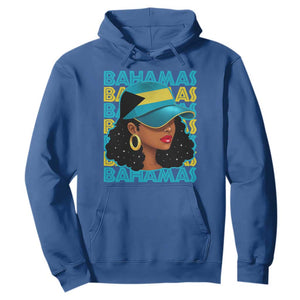 Bahamian Girl Hoodie Melanin Afro Messy Bun Black Woman Bahamas Flag TS10 Royal Blue Print Your Wear