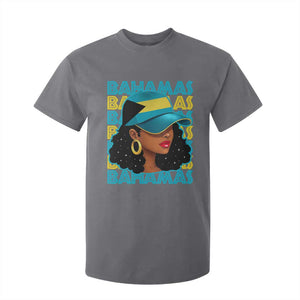 Bahamian Girl T Shirt For Kid Melanin Afro Messy Bun Black Woman Bahamas Flag TS10 Charcoal Print Your Wear