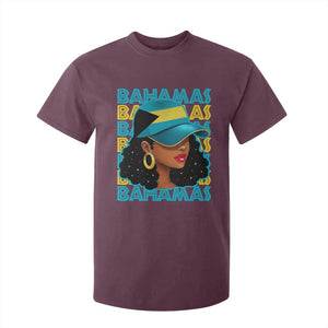 Bahamian Girl T Shirt For Kid Melanin Afro Messy Bun Black Woman Bahamas Flag TS10 Maroon Print Your Wear