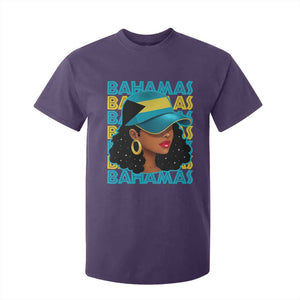 Bahamian Girl T Shirt For Kid Melanin Afro Messy Bun Black Woman Bahamas Flag TS10 Purple Print Your Wear