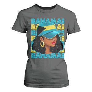 Bahamian Girl T Shirt For Women Melanin Afro Messy Bun Black Woman Bahamas Flag TS10 Dark Heather Print Your Wear