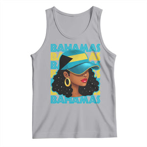 Bahamian Girl Tank Top Melanin Afro Messy Bun Black Woman Bahamas Flag TS10 Athletic Heather Print Your Wear