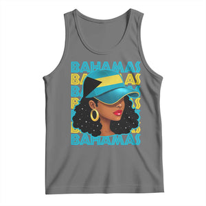 Bahamian Girl Tank Top Melanin Afro Messy Bun Black Woman Bahamas Flag TS10 Black Heather Print Your Wear
