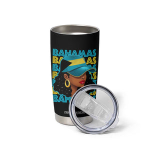 Bahamian Girl Tumbler Cup Melanin Afro Messy Bun Black Woman Bahamas Flag TS10 Print Your Wear