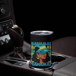 Bahamian Girl Tumbler Cup Melanin Afro Messy Bun Black Woman Bahamas Flag TS10 Print Your Wear