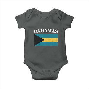 Bahamas Flag Baby Onesie Retro Vintage Bahamian Gifts TS10 Dark Heather Print Your Wear