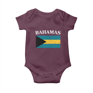 Bahamas Flag Baby Onesie Retro Vintage Bahamian Gifts TS10 Maroon Print Your Wear