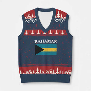 Bahamas Flag V-Neck Knit Sweater Vest Retro Vintage Bahamian Gifts TS10 Navy Red Print Your Wear