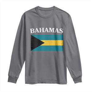 Bahamas Flag Long Sleeve Shirt Retro Vintage Bahamian Gifts TS10 Charcoal Print Your Wear