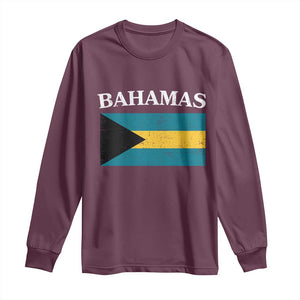 Bahamas Flag Long Sleeve Shirt Retro Vintage Bahamian Gifts TS10 Maroon Print Your Wear