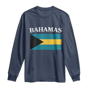 Bahamas Flag Long Sleeve Shirt Retro Vintage Bahamian Gifts TS10 Navy Print Your Wear