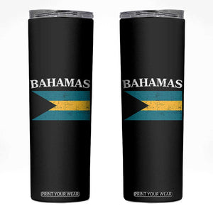 Bahamas Flag Skinny Tumbler Retro Vintage Bahamian Gifts TS10 Black Print Your Wear