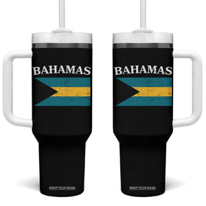 Bahamas Flag Tumbler With Handle Retro Vintage Bahamian Gifts TS10 One Size: 40 oz Black Print Your Wear