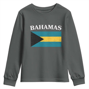 Bahamas Flag Youth Sweatshirt Retro Vintage Bahamian Gifts TS10 Dark Heather Print Your Wear