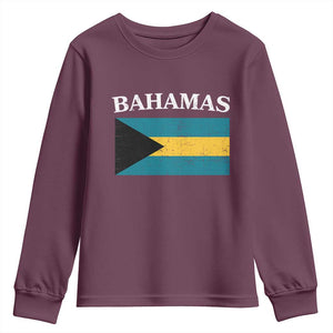 Bahamas Flag Youth Sweatshirt Retro Vintage Bahamian Gifts TS10 Maroon Print Your Wear