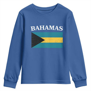 Bahamas Flag Youth Sweatshirt Retro Vintage Bahamian Gifts TS10 Royal Blue Print Your Wear