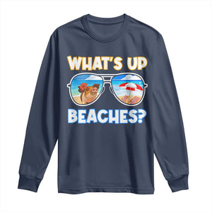 Bahamas Swimming Pigs Long Sleeve Shirt Pig Swim Caribbean Beach Summer Vacation TS10 Navy Print Your Wear