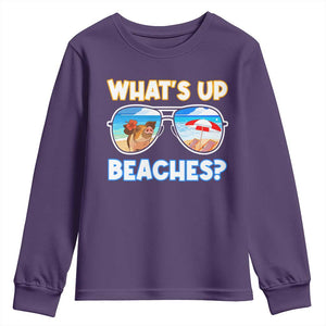 Bahamas Swimming Pigs Youth Sweatshirt Pig Swim Caribbean Beach Summer Vacation TS10 Purple Print Your Wear