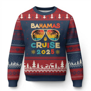 Bahamas Cruise Ugly Christmas Sweater Cruisin Together Matching Family Cruise 2025 TS10 Navy Red Print Your Wear