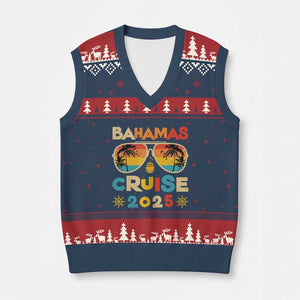 Bahamas Cruise V-Neck Knit Sweater Vest Cruisin Together Matching Family Cruise 2025 TS10 Navy Red Print Your Wear