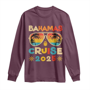 Bahamas Cruise Long Sleeve Shirt Cruisin Together Matching Family Cruise 2025 TS10 Maroon Print Your Wear