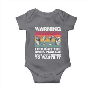 Funny Cruise Baby Onesie Warning I Bought The Drink Package Retro Vintage TS10 Charcoal Print Your Wear