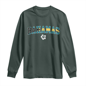 Bahamas Flag Long Sleeve Shirt Caribbean Hibiscus Flower Beach Summer Vacation TS10 Dark Forest Green Print Your Wear