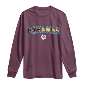 Bahamas Flag Long Sleeve Shirt Caribbean Hibiscus Flower Beach Summer Vacation TS10 Maroon Print Your Wear