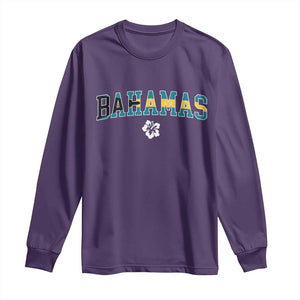 Bahamas Flag Long Sleeve Shirt Caribbean Hibiscus Flower Beach Summer Vacation TS10 Purple Print Your Wear