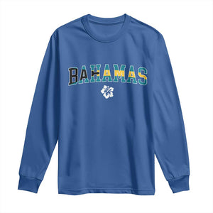 Bahamas Flag Long Sleeve Shirt Caribbean Hibiscus Flower Beach Summer Vacation TS10 Royal Blue Print Your Wear
