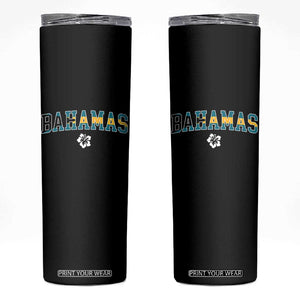 Bahamas Flag Skinny Tumbler Caribbean Hibiscus Flower Beach Summer Vacation TS10 Black Print Your Wear
