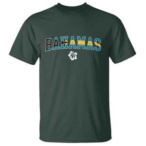 Bahamas Flag T Shirt Caribbean Hibiscus Flower Beach Summer Vacation TS10 Dark Forest Green Print Your Wear
